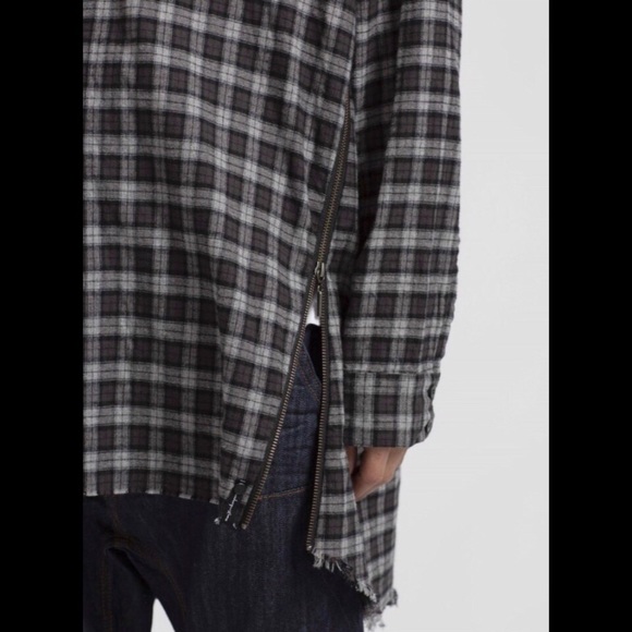 One Teaspoon Upsized Checkered Shirt Side Zip Fray - Picture 6 of 7